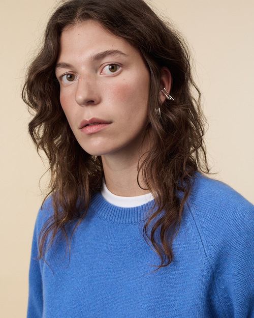Tricot Pull Col Rond En Cachemire Indigo Femme – Tricot