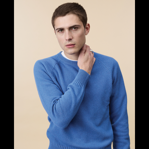 Tricot Pull Col Rond En Cachemire Indigo Homme – Tricot