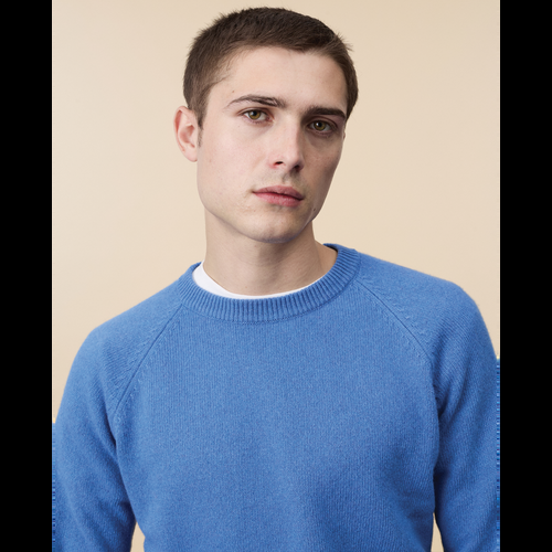 Tricot Pull Col Rond En Cachemire Indigo Homme – Tricot