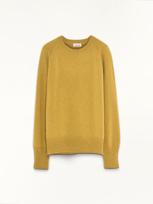 Tricot Pull Col Rond En Cachemire Jaune Homme – Tricot