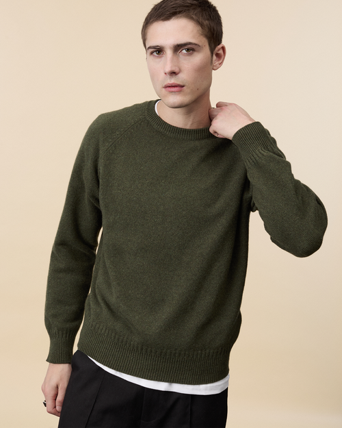 Tricot Pull Col Rond En Cachemire Kaki Homme – Tricot