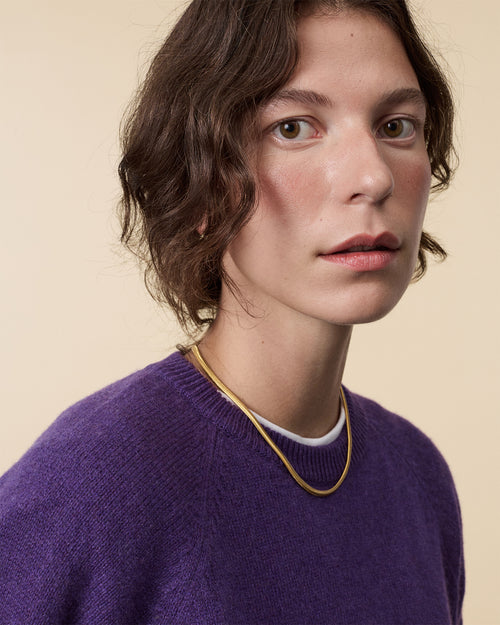 Tricot Pull Col Rond En Cachemire Léo Purple Femme – Tricot