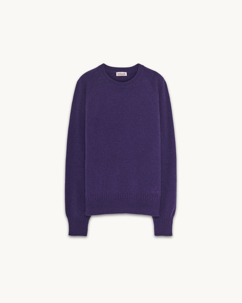 Tricot Pull Col Rond En Cachemire Léo Purple Femme – Tricot