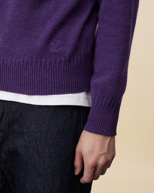 Tricot Pull Col Rond En Cachemire Léo Purple Homme – Tricot