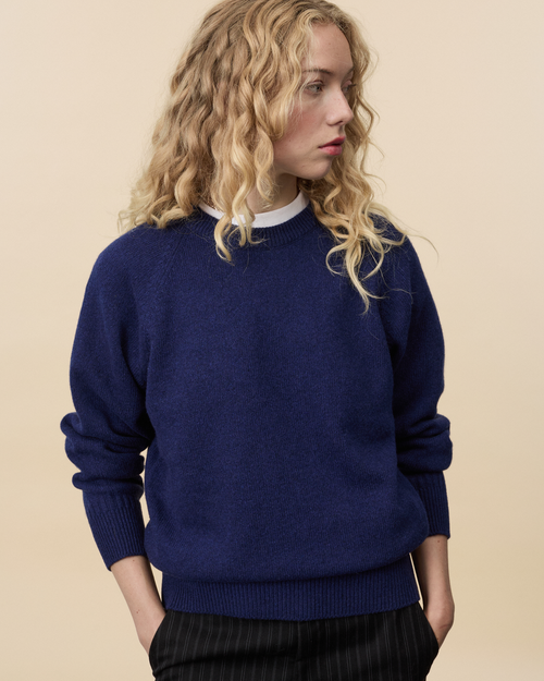 Tricot Pull Col Rond En Cachemire Marine Femme – Tricot