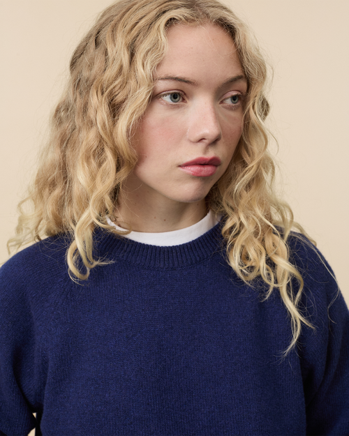 Tricot Pull Col Rond En Cachemire Marine Femme – Tricot