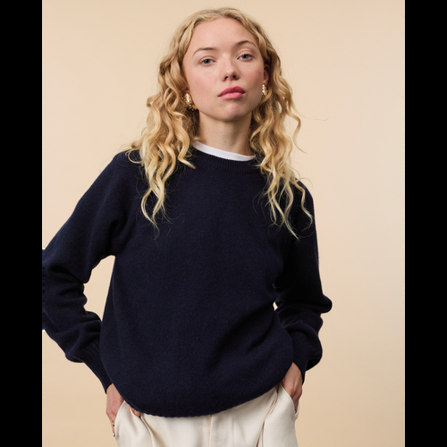 Tricot Pull Col Rond En Cachemire Marine Foncé Femme – Tricot