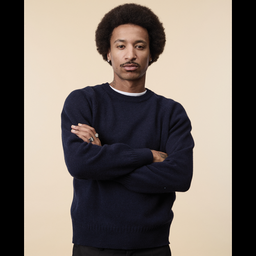 Tricot Pull Col Rond En Cachemire Marine Foncé Homme – Tricot