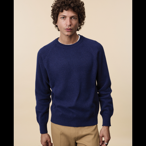 Tricot Pull Col Rond En Cachemire Marine Homme – Tricot