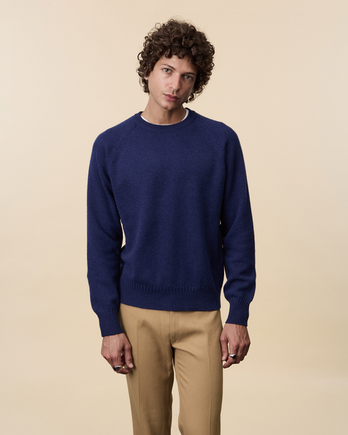 tricot Pull col rond en cachemire Marine Homme – Tricot
