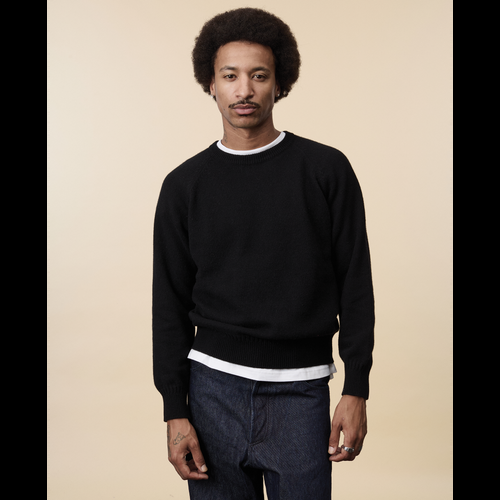 Tricot Pull Col Rond En Cachemire Noir Homme – Tricot