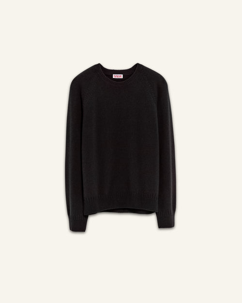 Tricot Pull Col Rond En Cachemire Noir Homme – Tricot