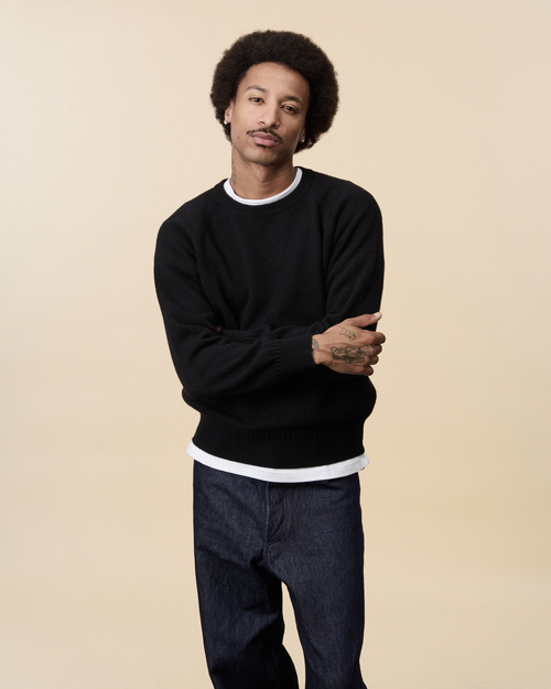 tricot Pull col rond en cachemire Noir Homme – Tricot