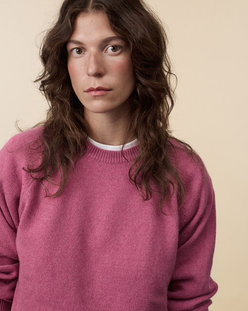 Tricot Pull Col Rond En Cachemire Rose Indien Femme – Tricot