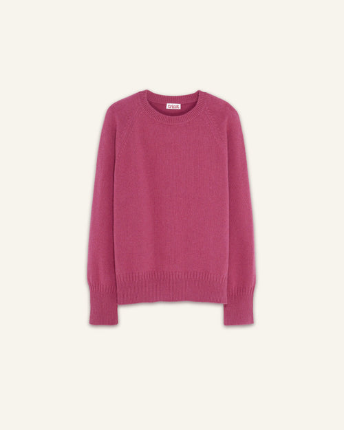 Tricot Pull Col Rond En Cachemire Rose Indien Femme – Tricot
