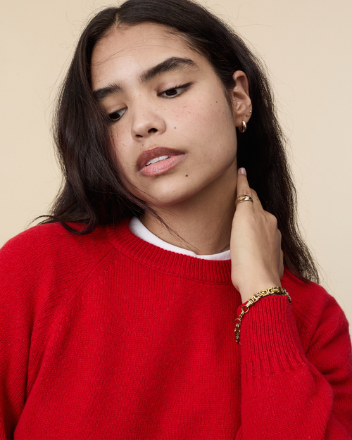 Tricot Pull Col Rond En Cachemire Rouge Femme – Tricot