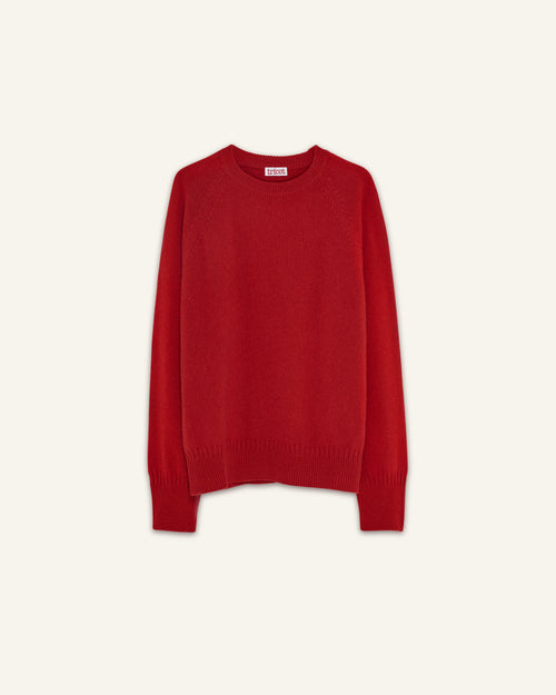Tricot Pull Col Rond En Cachemire Rouge Femme – Tricot