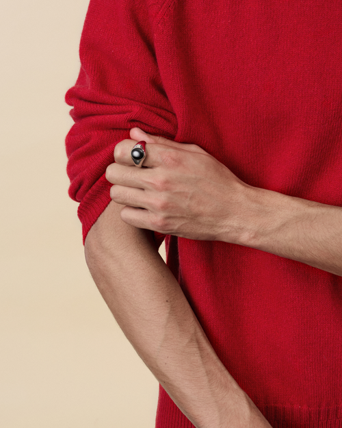 Tricot Pull Col Rond En Cachemire Rouge Homme – Tricot
