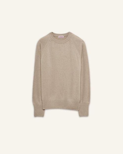 Tricot Pull Col Rond En Cachemire Sable Femme – Tricot
