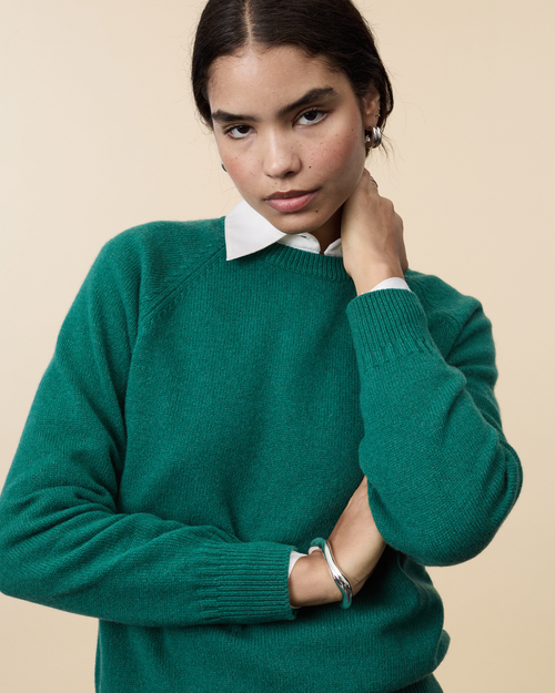 Tricot Pull Col Rond En Cachemire Vert Bouteille Femme – Tricot