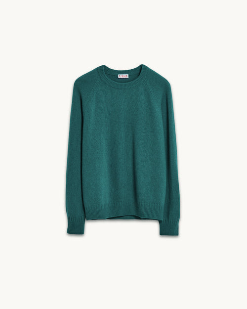 Tricot Pull Col Rond En Cachemire Vert Bouteille Femme – Tricot