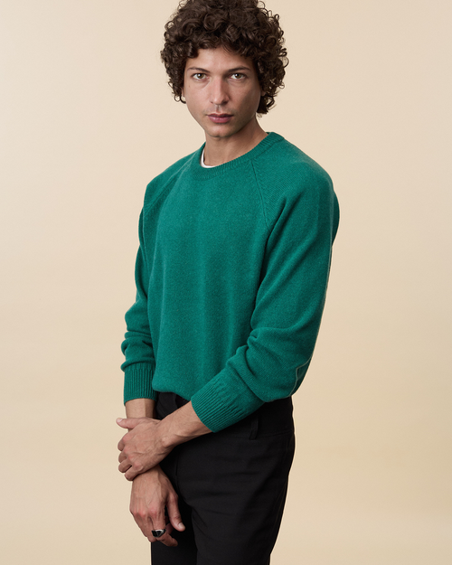 Tricot Pull Col Rond En Cachemire Vert Bouteille Homme – Tricot