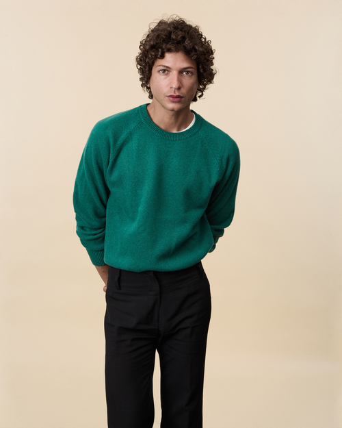 tricot Pull col rond en cachemire Vert bouteille Homme – Tricot