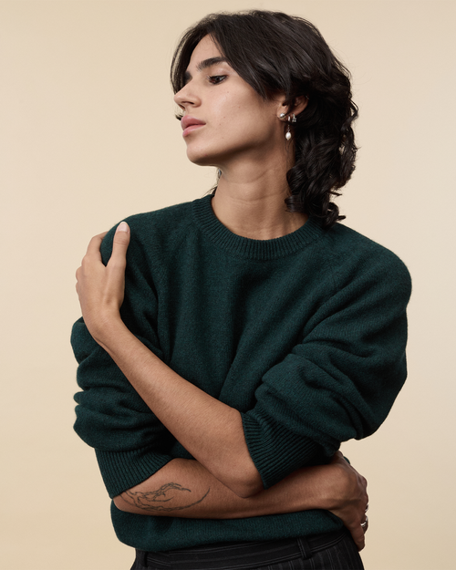 Tricot Pull Col Rond En Cachemire Vert Femme – Tricot
