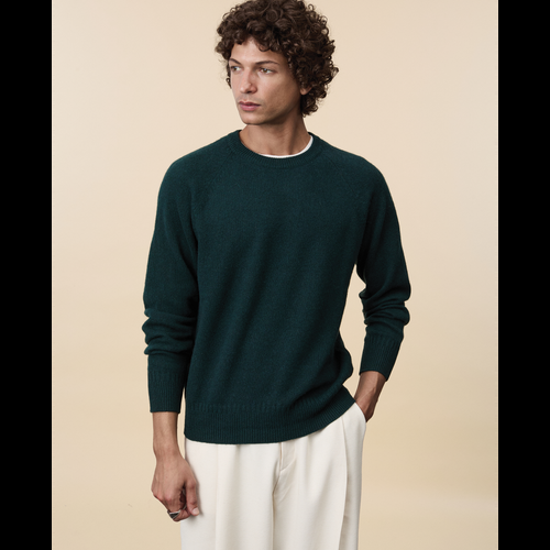 Tricot Pull Col Rond En Cachemire Vert Homme – Tricot