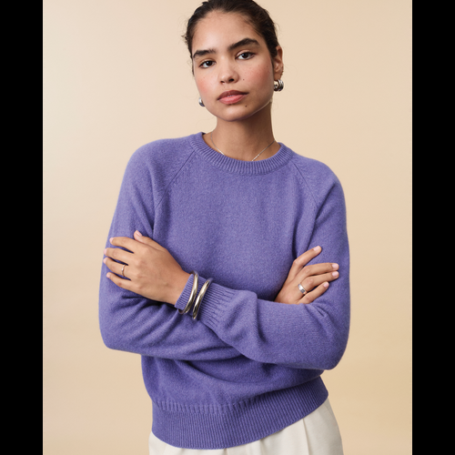 Tricot Pull Col Rond En Cachemire Violet Femme – Tricot