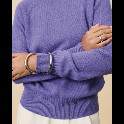 Tricot Pull Col Rond En Cachemire Violet Femme – Tricot