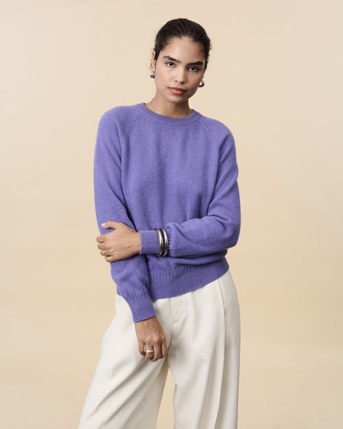 tricot Pull col rond en cachemire Violet Femme – Tricot