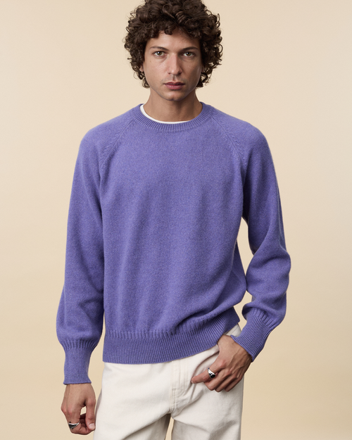 Tricot Pull Col Rond En Cachemire Violet Homme – Tricot