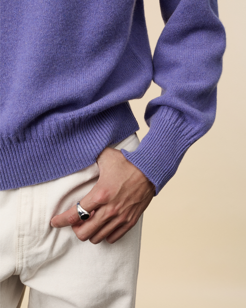 Tricot Pull Col Rond En Cachemire Violet Homme – Tricot