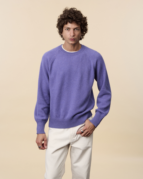 tricot Pull col rond en cachemire Violet Homme – Tricot