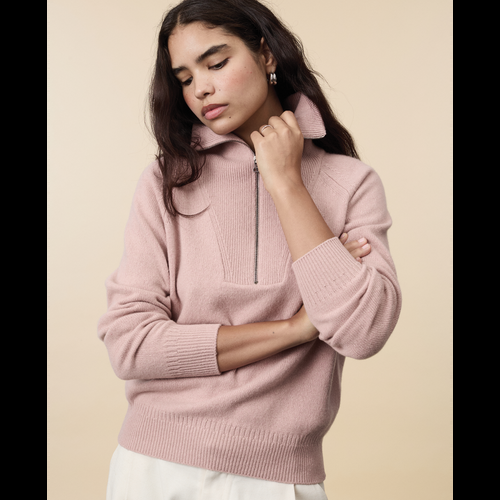 Tricot Pull Col Zippé En Cachemire Nude Femme – Tricot