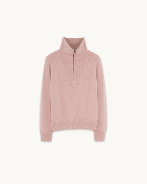Tricot Pull Col Zippé En Cachemire Nude Femme – Tricot