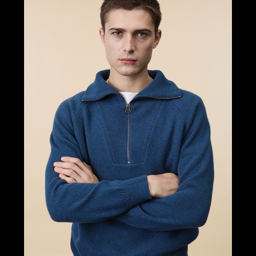 Tricot Pull Col Zippé En Cachemire Océan Homme – Tricot