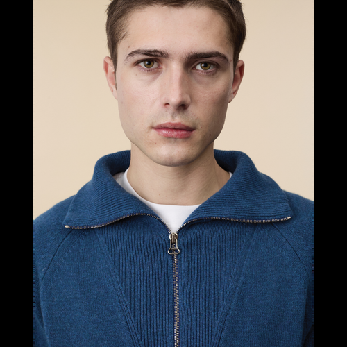 Tricot Pull Col Zippé En Cachemire Océan Homme – Tricot