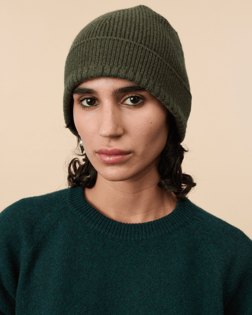 tricot Bonnet en cachemire Kaki Femme – Tricot
