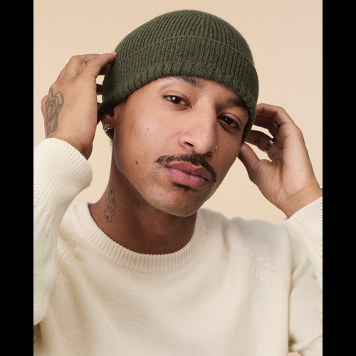 Tricot Bonnet En Cachemire Kaki Homme – Tricot