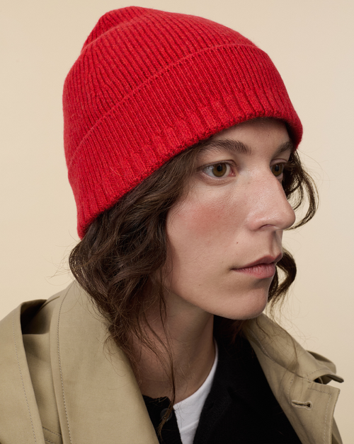 Tricot Bonnet En Cachemire Rouge Femme – Tricot