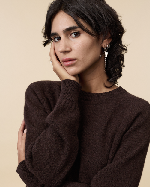 Tricot Col Rond En Cachemire Marron Femme – Tricot