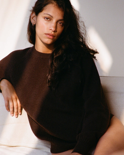 tricot Col rond en cachemire Marron Femme – Tricot