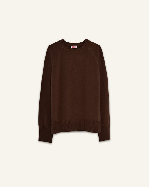 Tricot Col Rond En Cachemire Marron Homme – Tricot