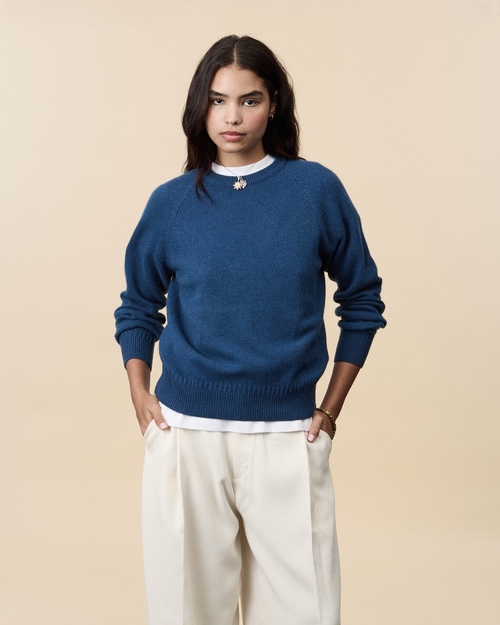 tricot Col rond en cachemire Océan Femme – Tricot