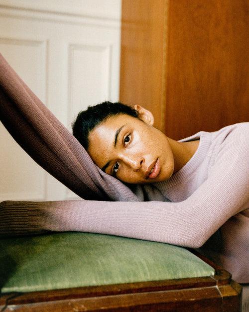 tricot Col rond en cachemire Pink Femme – Tricot