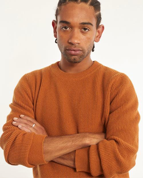 Tricot Col Rond Laine & Cachemire Ocre Homme – Tricot