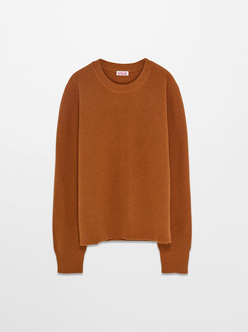tricot Col rond laine & cachemire Ocre Homme – Tricot