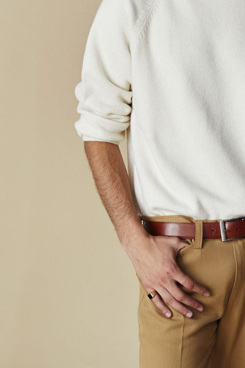 Tricot Col Roulé En Cachemire Blanc Homme – Tricot